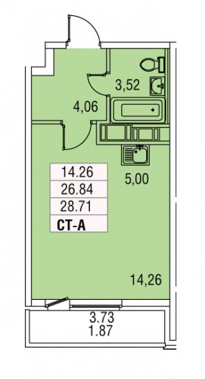 Студия 28.71 м²