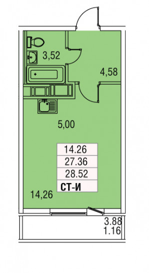 Студия 28.52 м²